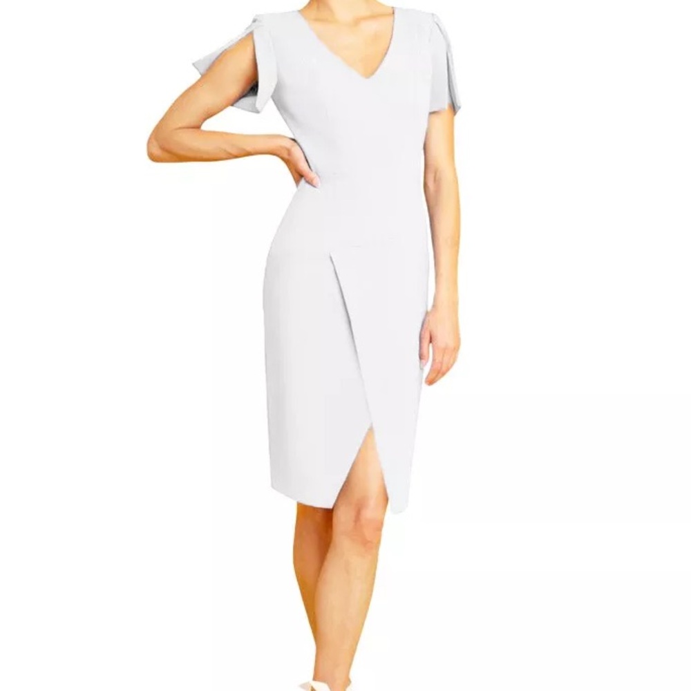 Black Halo - slightly used -Valor Wrap-detail Sheath Dress In White